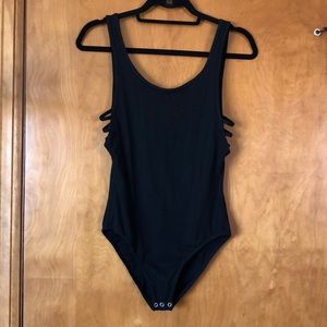 NWOT Black Bodysuit with Side Detail